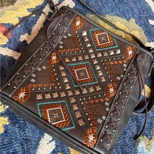 American Living Brown and Turquoise Crossbody Bag